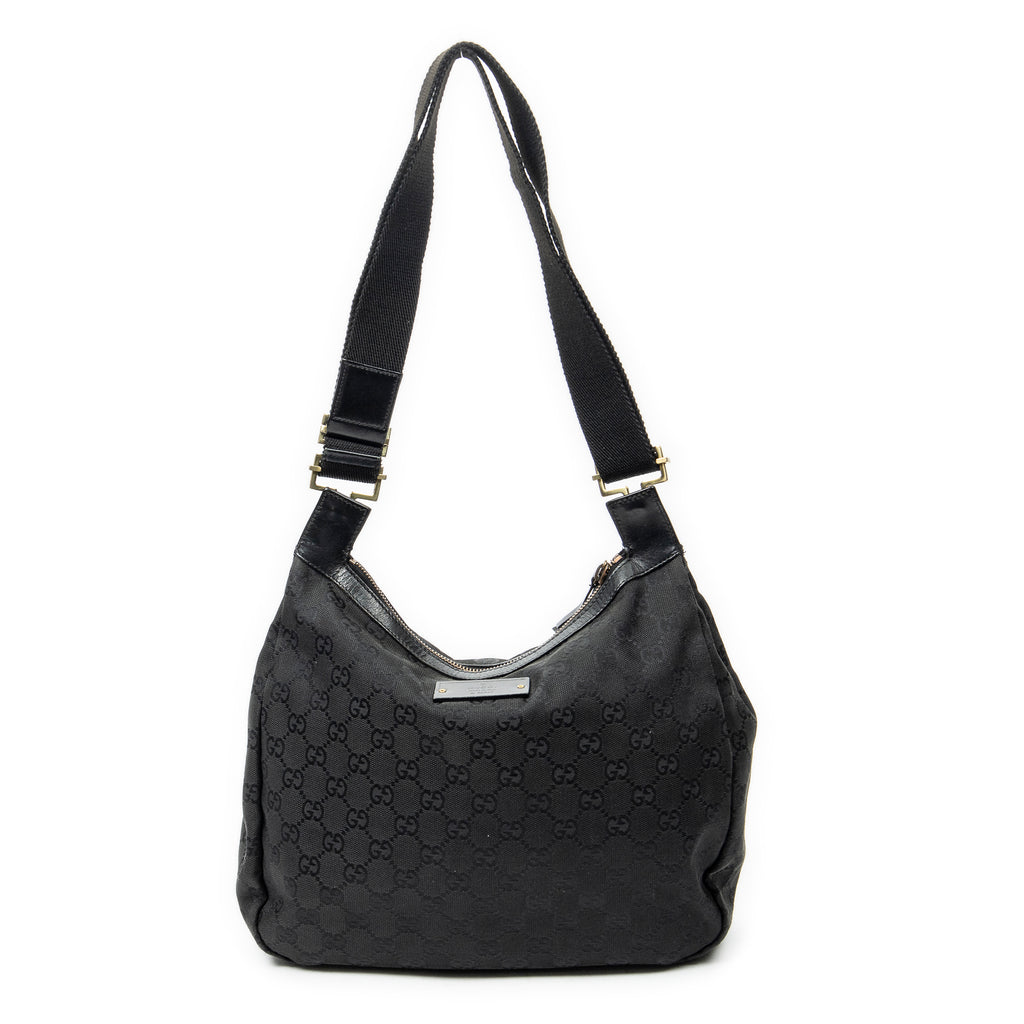 Shoulder Bag Double Pocket Messenger Black Monogrammed Canvas