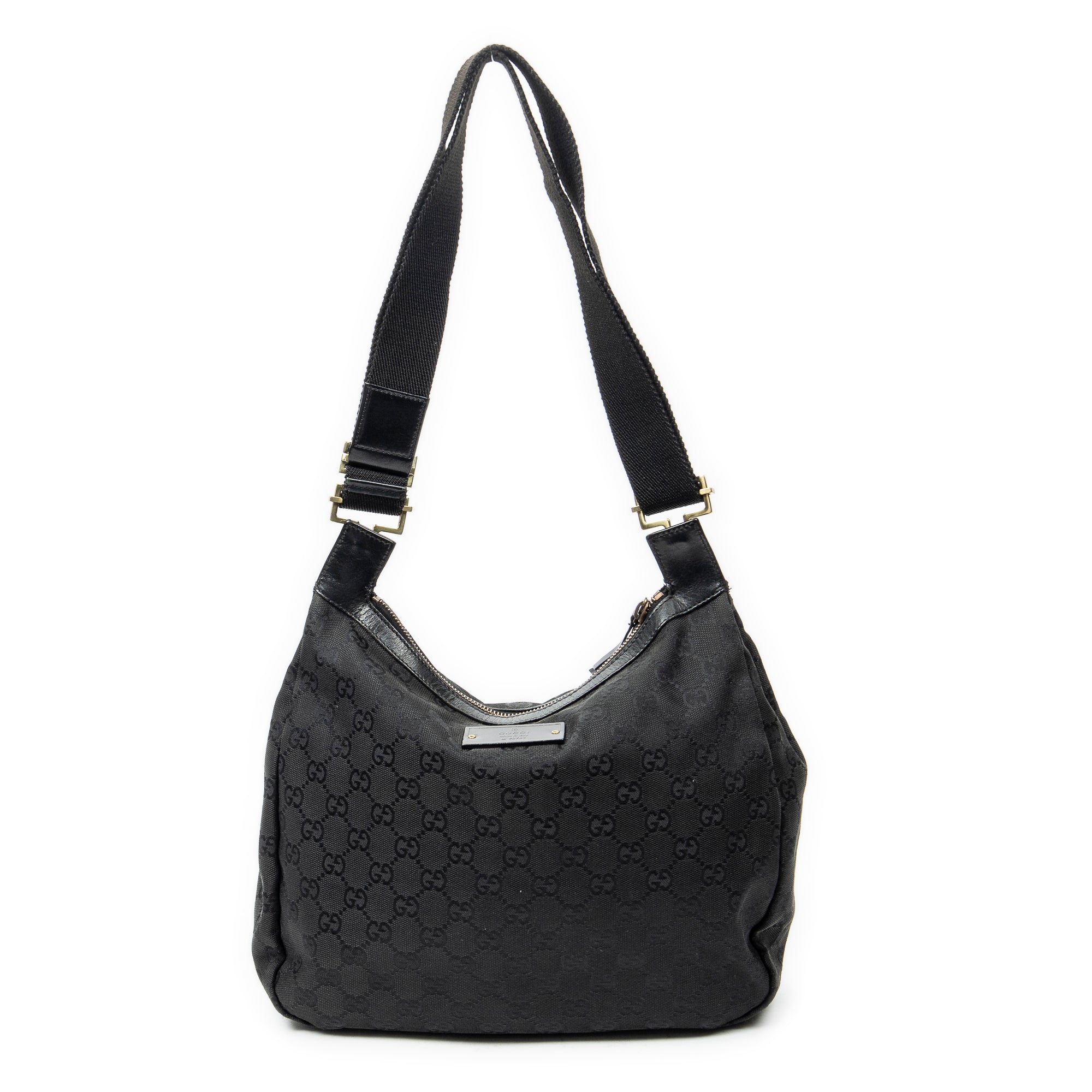 Shoulder Bag Double Pocket Messenger Black Monogrammed Canvas