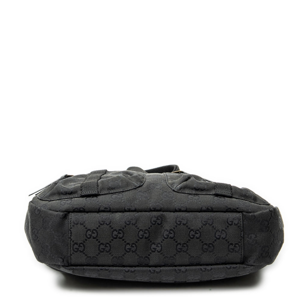 Shoulder Bag Double Pocket Messenger Black Monogrammed Canvas