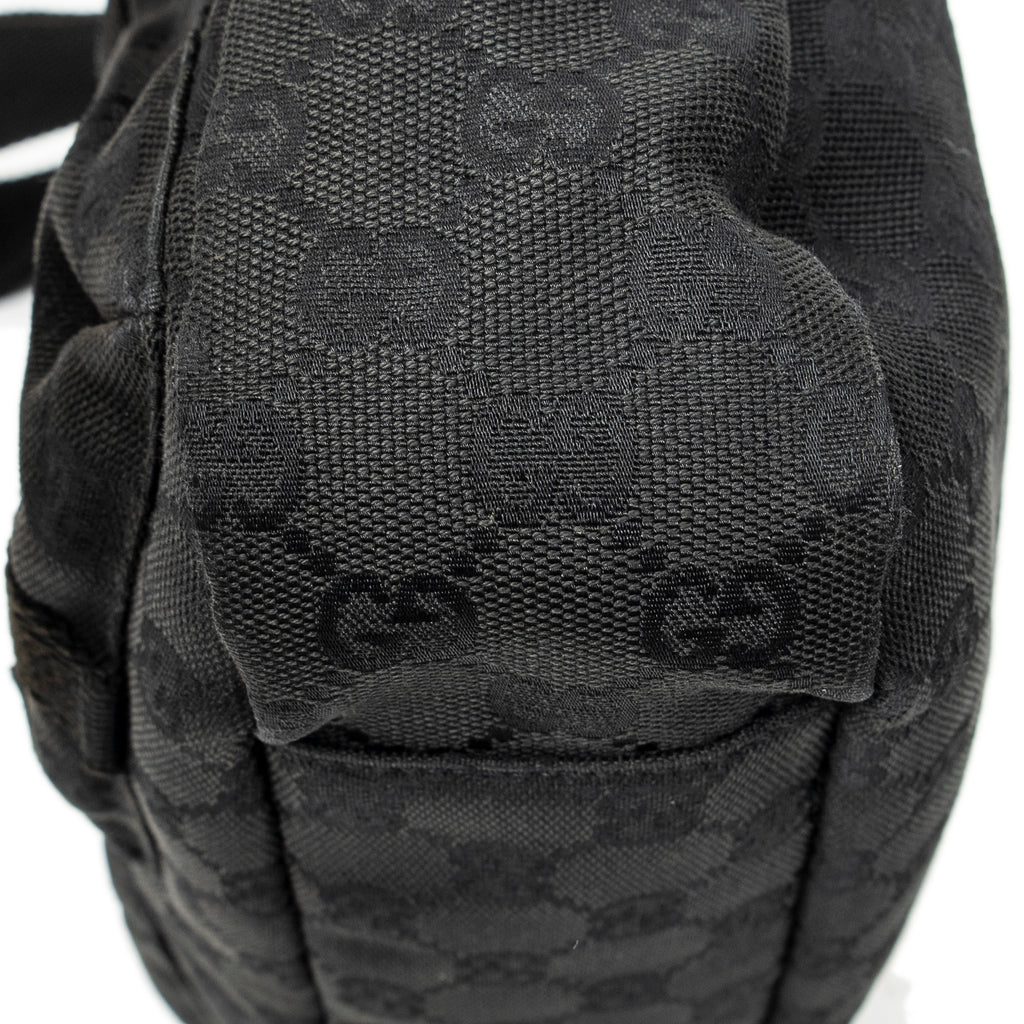 Shoulder Bag Double Pocket Messenger Black Monogrammed Canvas
