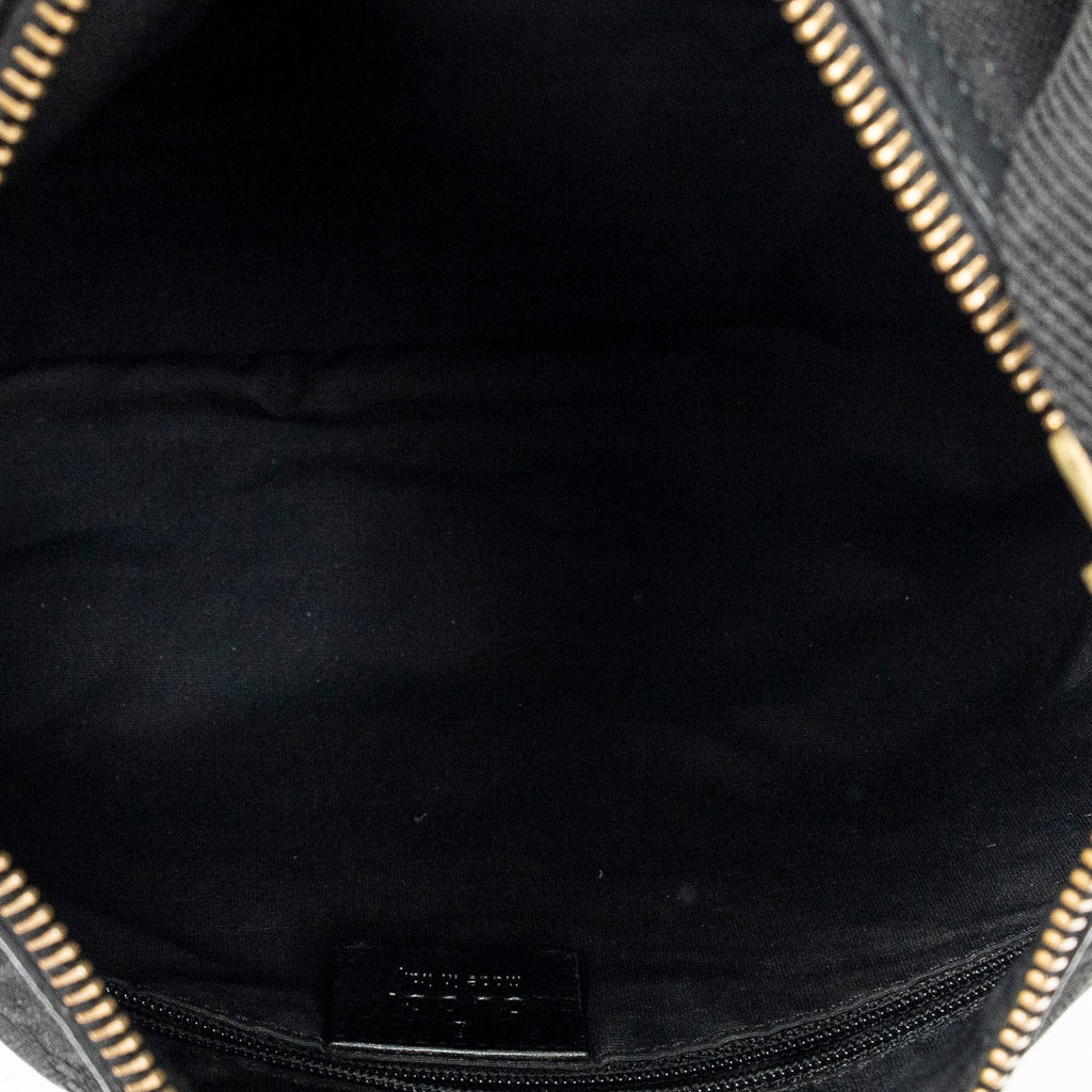 Shoulder Bag Double Pocket Messenger Black Monogrammed Canvas