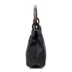 Shoulder Bag Small Wooden Handle Colbert Hobo Black Monogrammed Canvas