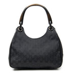 Bolso de hombro pequeño con asa de madera Colbert Hobo lona negra monograma