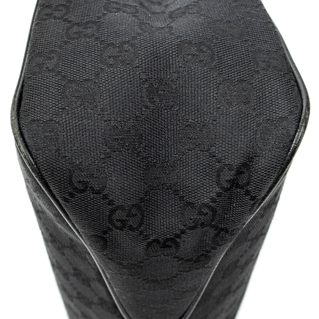 Bolso de hombro pequeño con asa de madera Colbert Hobo lona negra monograma