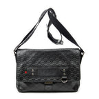 Shoulder Bag Web Medium Rubber Messenger Black Guccissima Leather