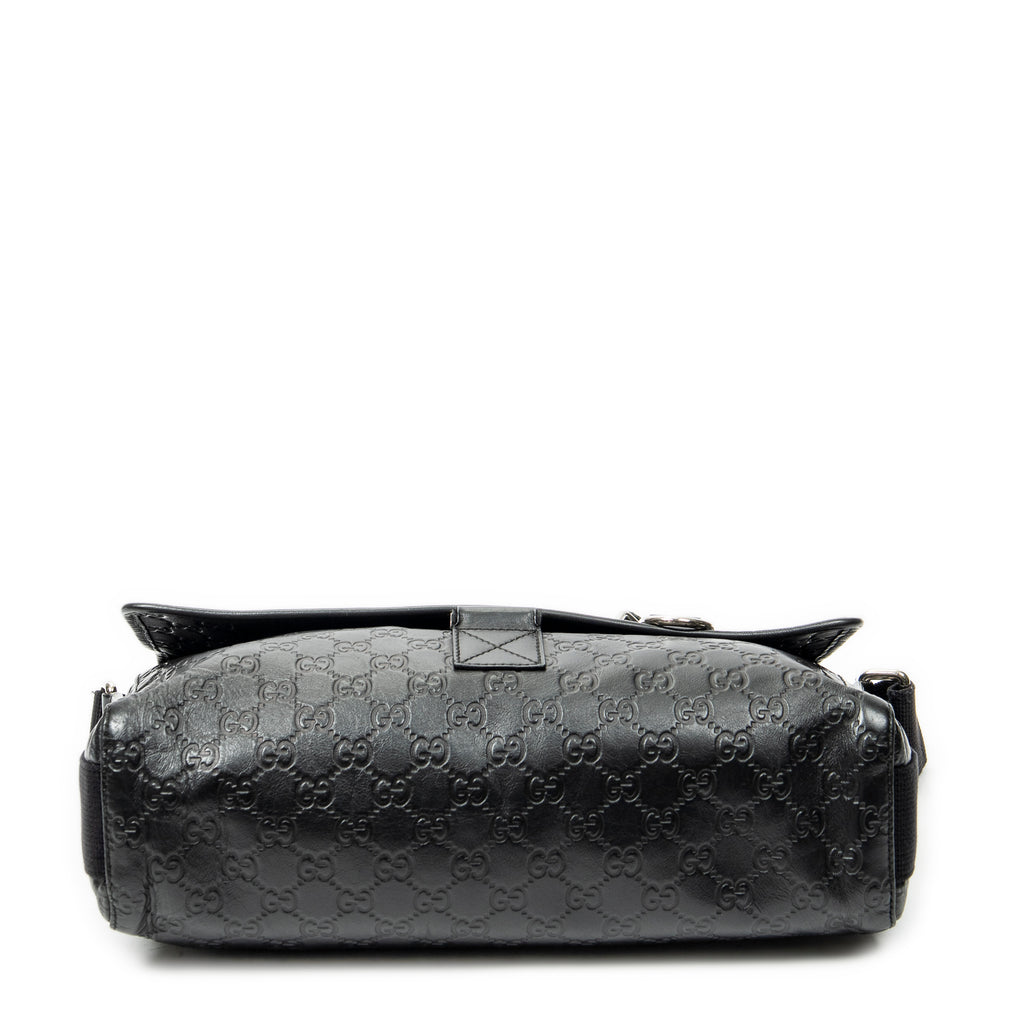 Shoulder Bag Web Medium Rubber Messenger Black Guccissima Leather
