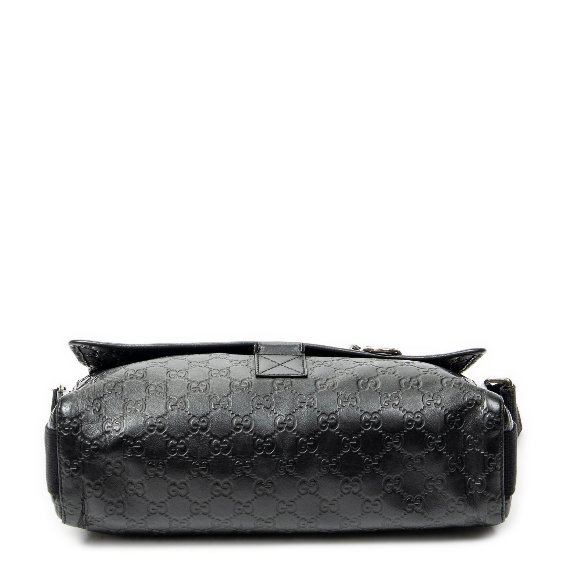 Shoulder Bag Web Medium Rubber Messenger Black Guccissima Leather
