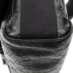 Shoulder Bag Web Medium Rubber Messenger Black Guccissima Leather