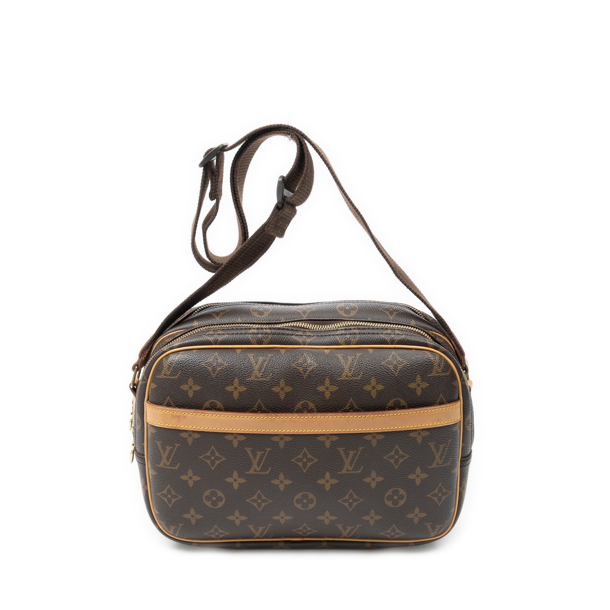 Sac Reporter PM en toile Monogram marron