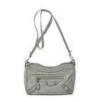 Shoulder Bag Classic Hip Crossbody Gray Distressed Leather