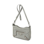 Shoulder Bag Classic Hip Crossbody Gray Distressed Leather