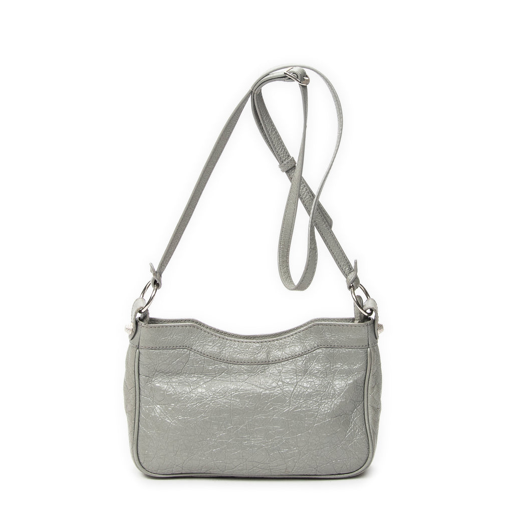 Shoulder Bag Classic Hip Crossbody Gray Distressed Leather