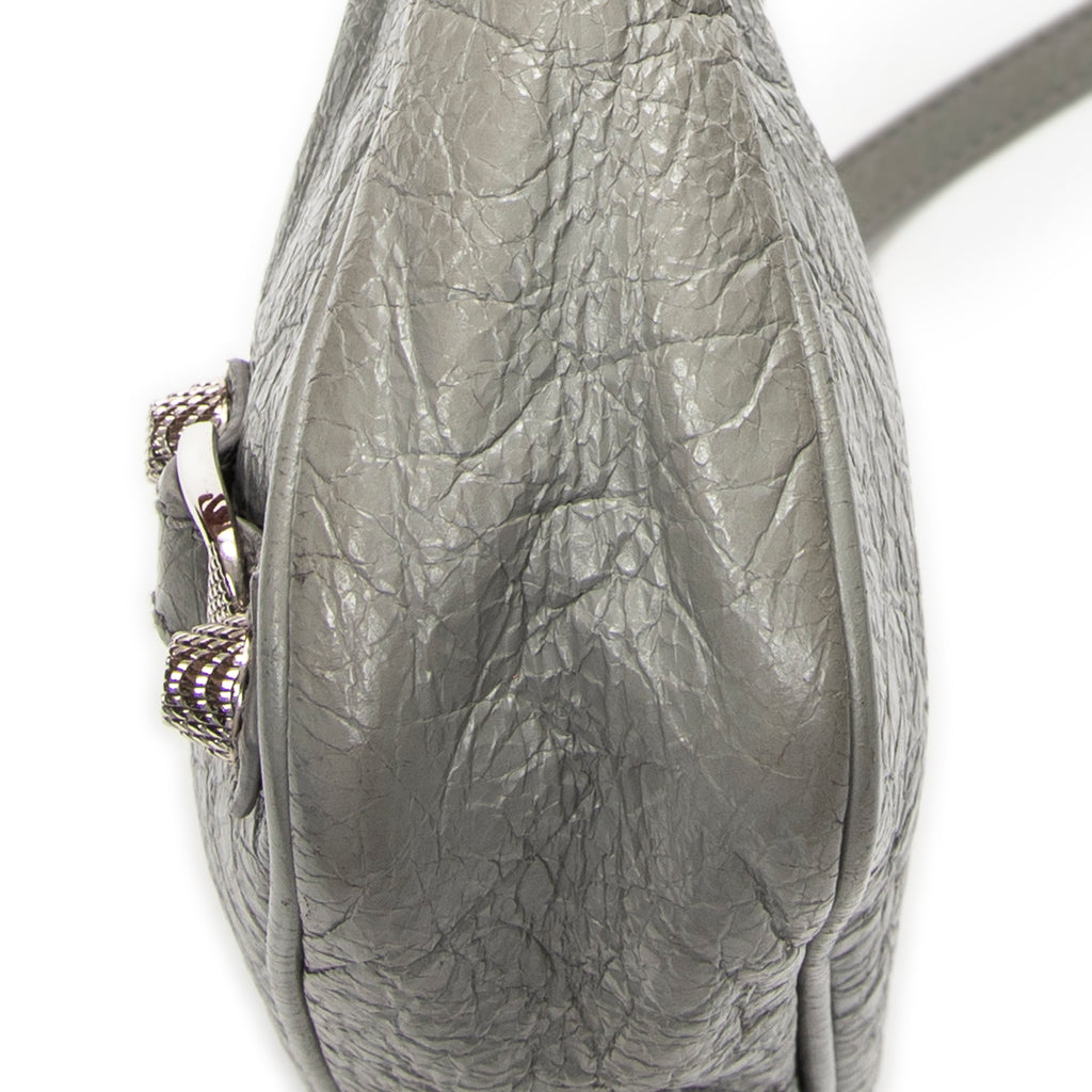 Shoulder Bag Classic Hip Crossbody Gray Distressed Leather