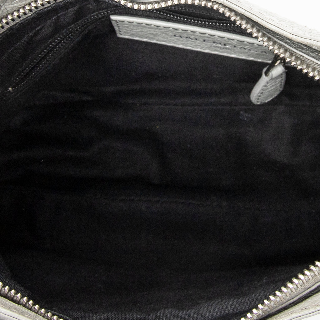 Shoulder Bag Classic Hip Crossbody Gray Distressed Leather