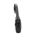 Shoulder Bag Front Pocket Crossbody Black Intrecciato Leather
