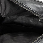 Shoulder Bag Front Pocket Crossbody Black Intrecciato Leather