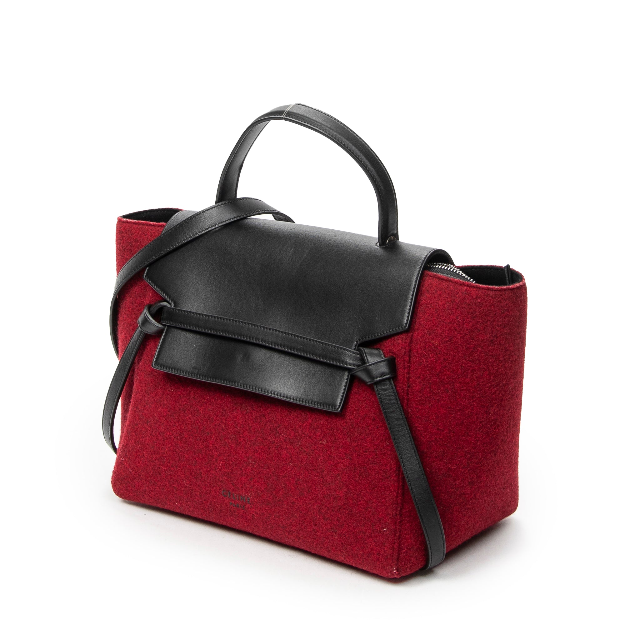 Shoulder Bag Mini Belt Bag Red Wool Canvas