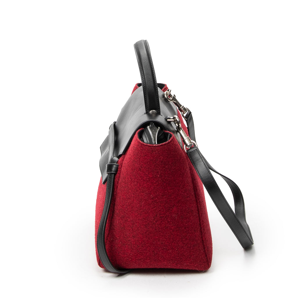 Shoulder Bag Mini Belt Bag Red Wool Canvas