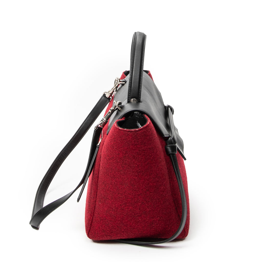 Shoulder Bag Mini Belt Bag Red Wool Canvas