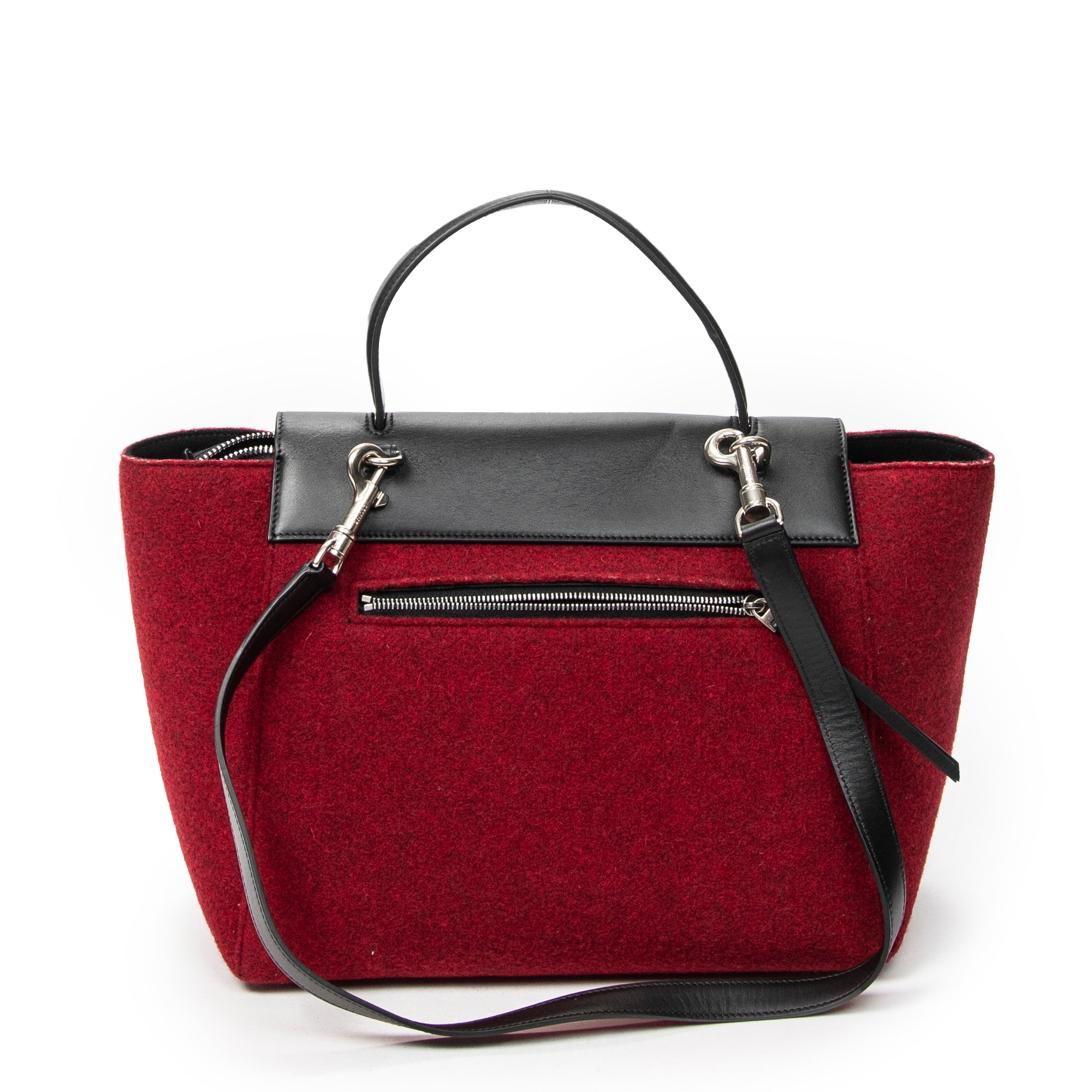 Shoulder Bag Mini Belt Bag Red Wool Canvas