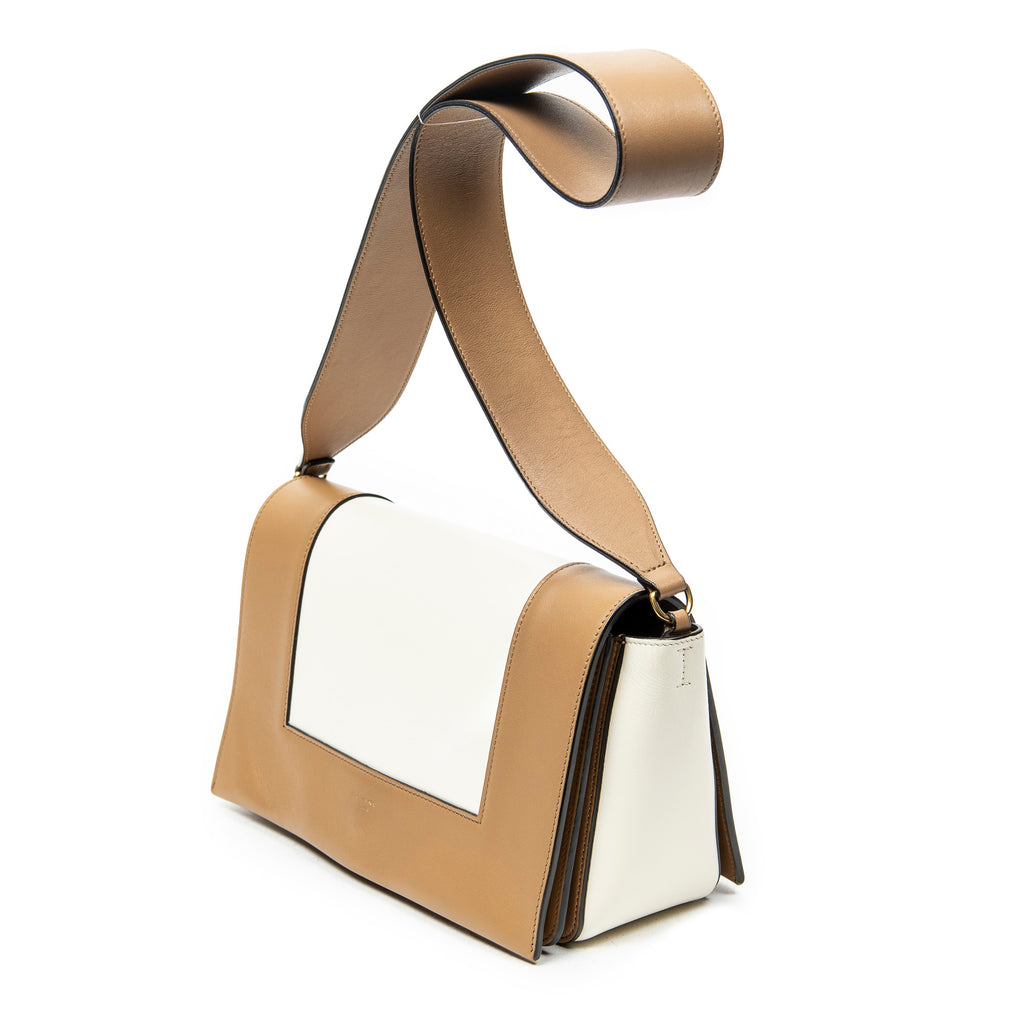 Shoulder Bag Medium Frame Crossbody Tan Calfskin Leather