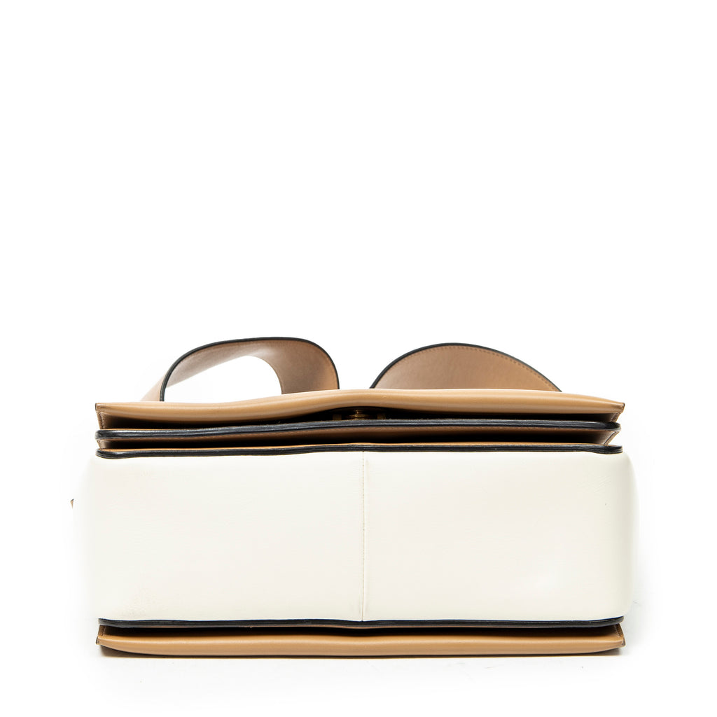 Shoulder Bag Medium Frame Crossbody Tan Calfskin Leather