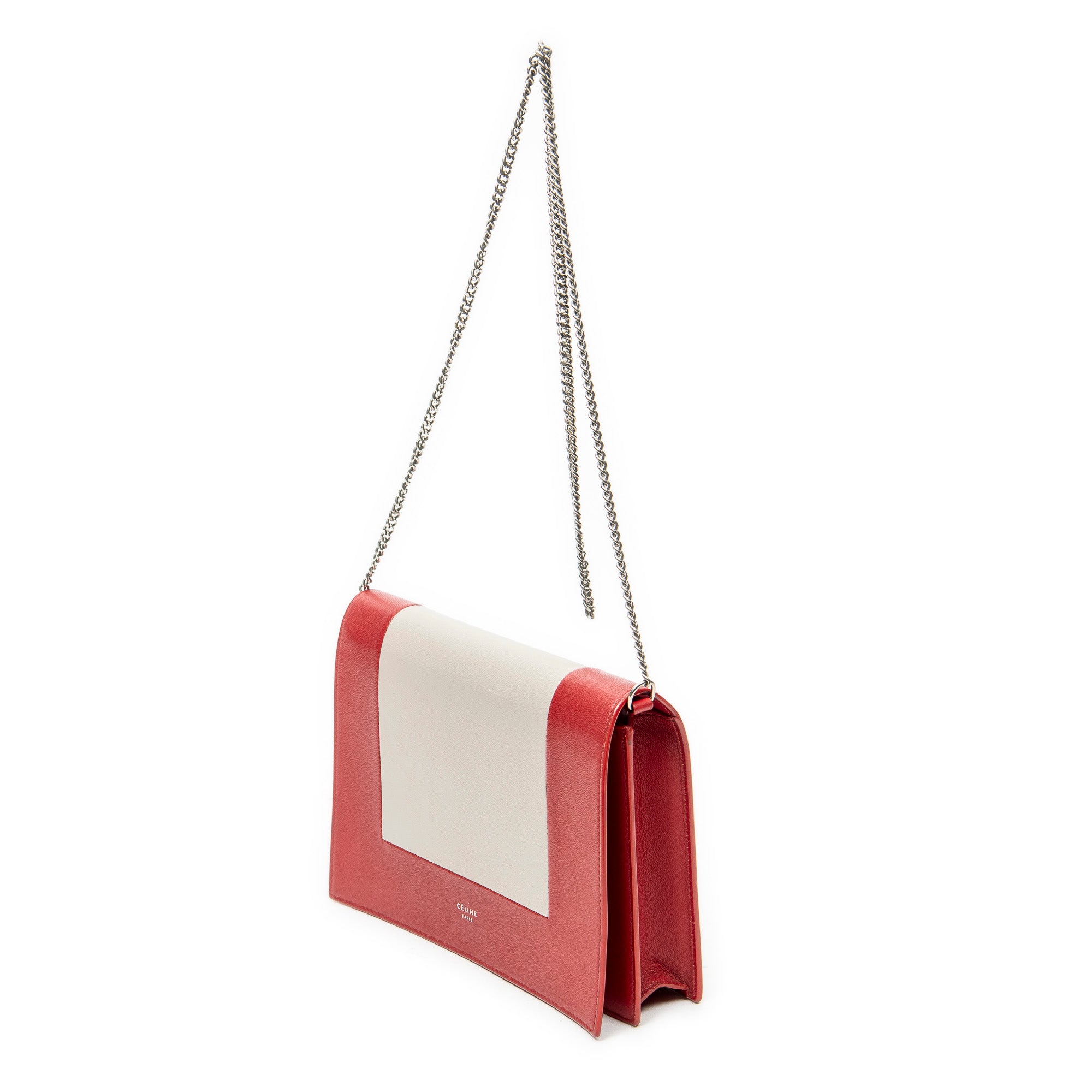 Shoulder Bag Frame Evening Clutch Red Calfskin Leather