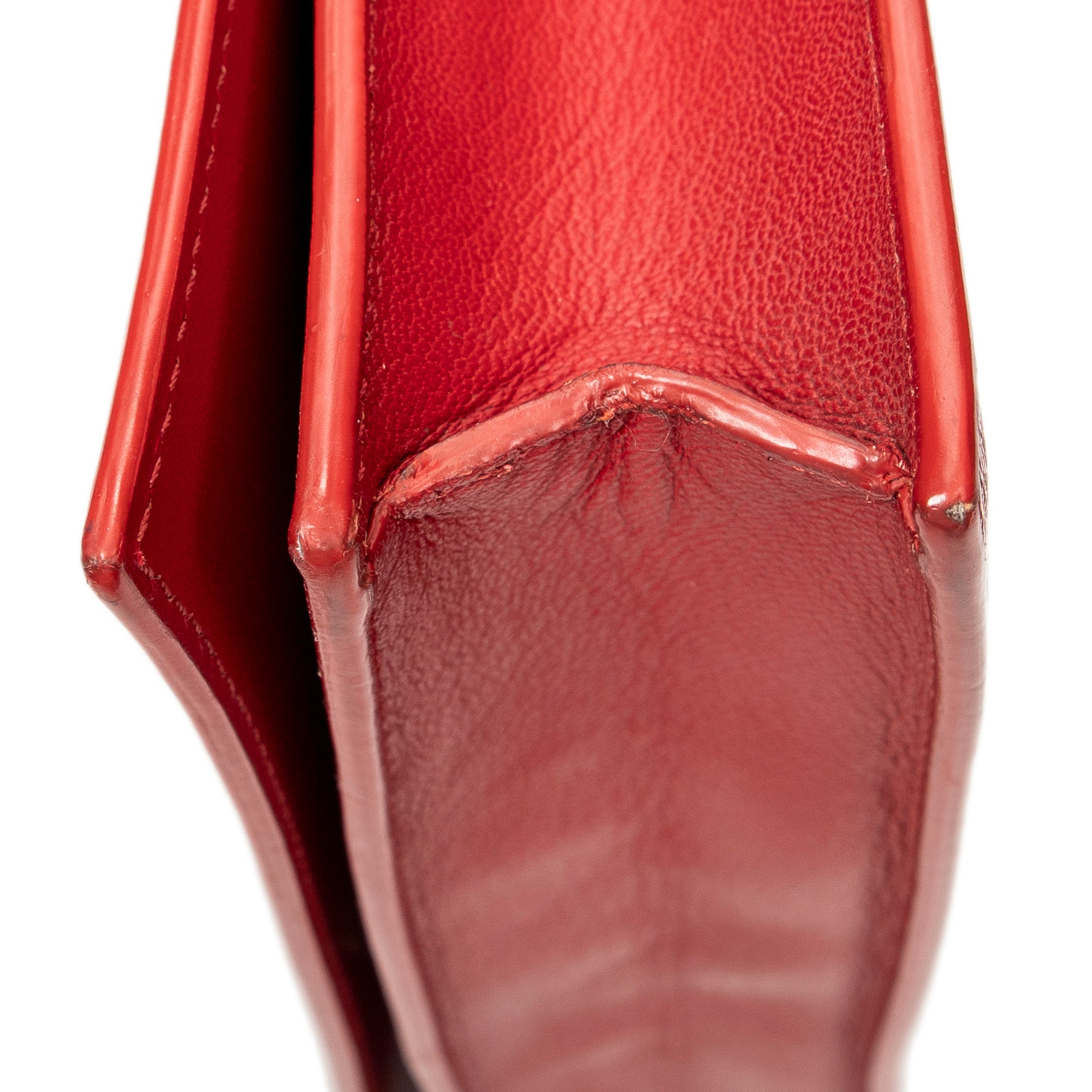 Shoulder Bag Frame Evening Clutch Red Calfskin Leather