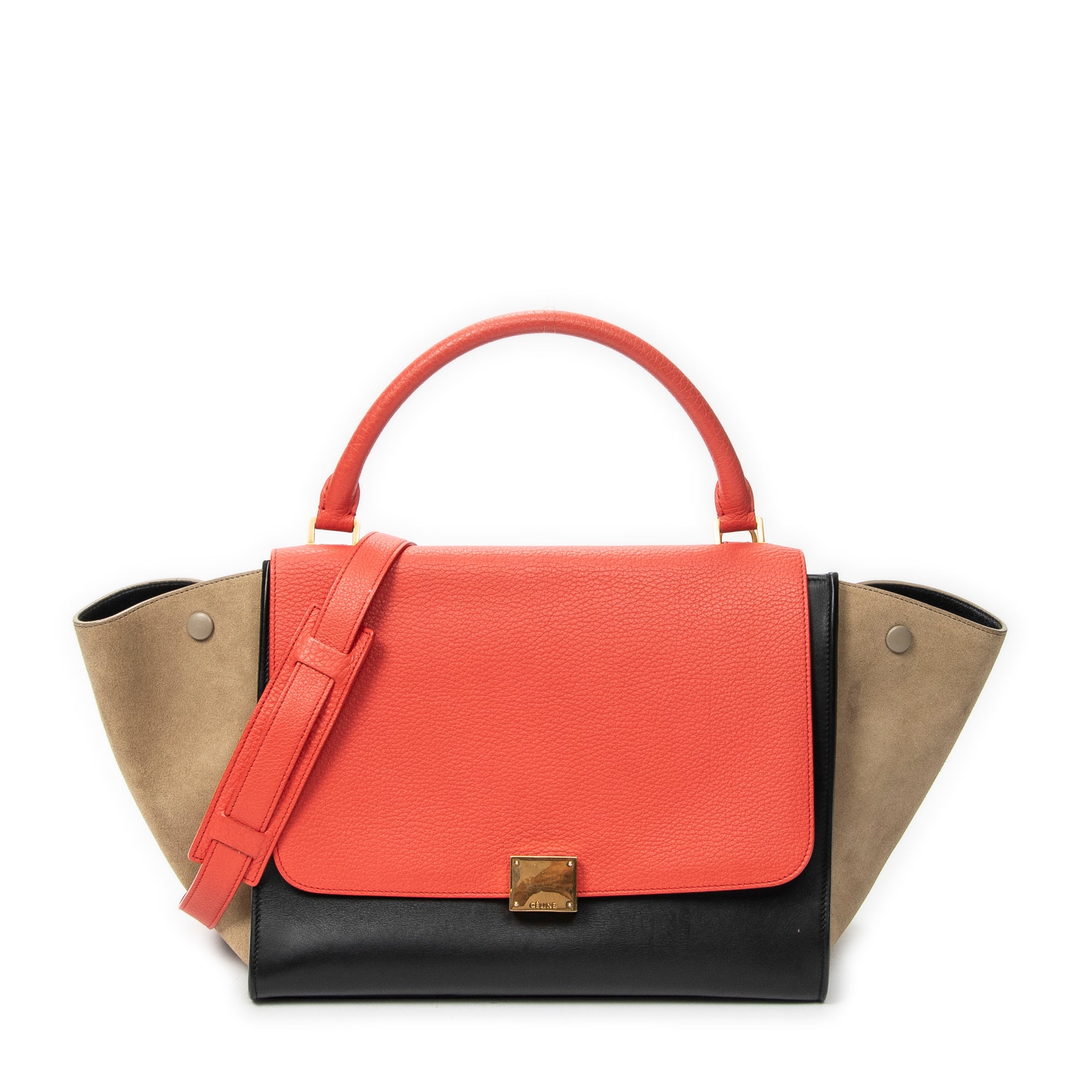 Shoulder Bag Medium Trapeze Red Calfskin Leather