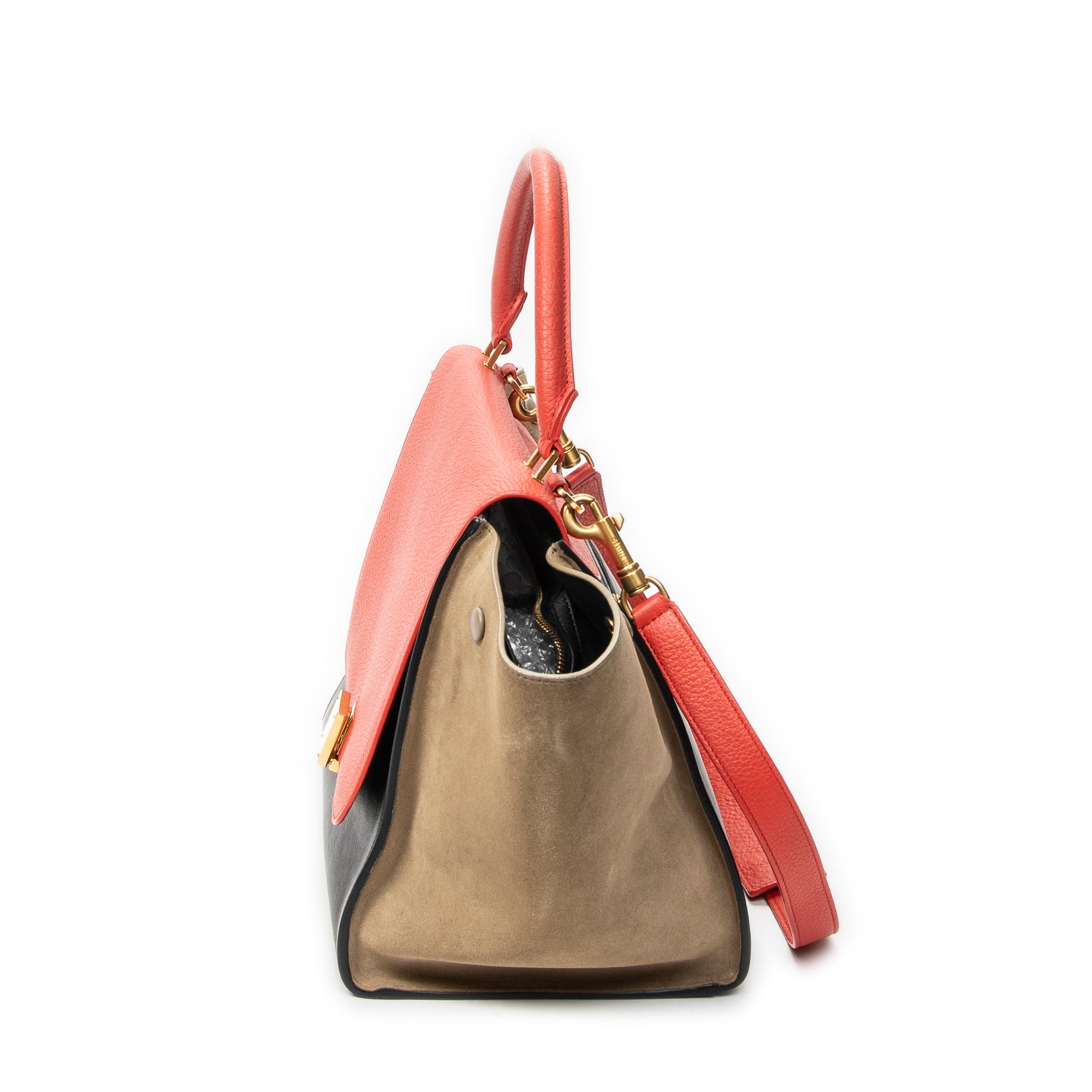 Shoulder Bag Medium Trapeze Red Calfskin Leather