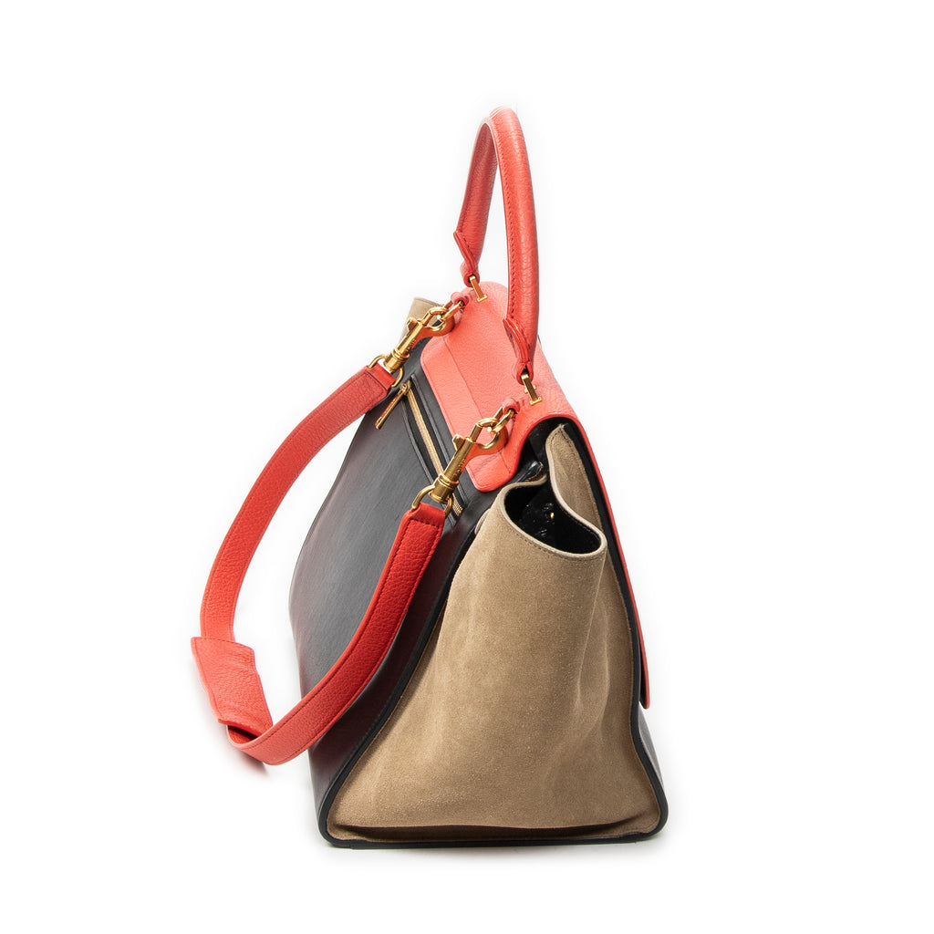 Shoulder Bag Medium Trapeze Red Calfskin Leather
