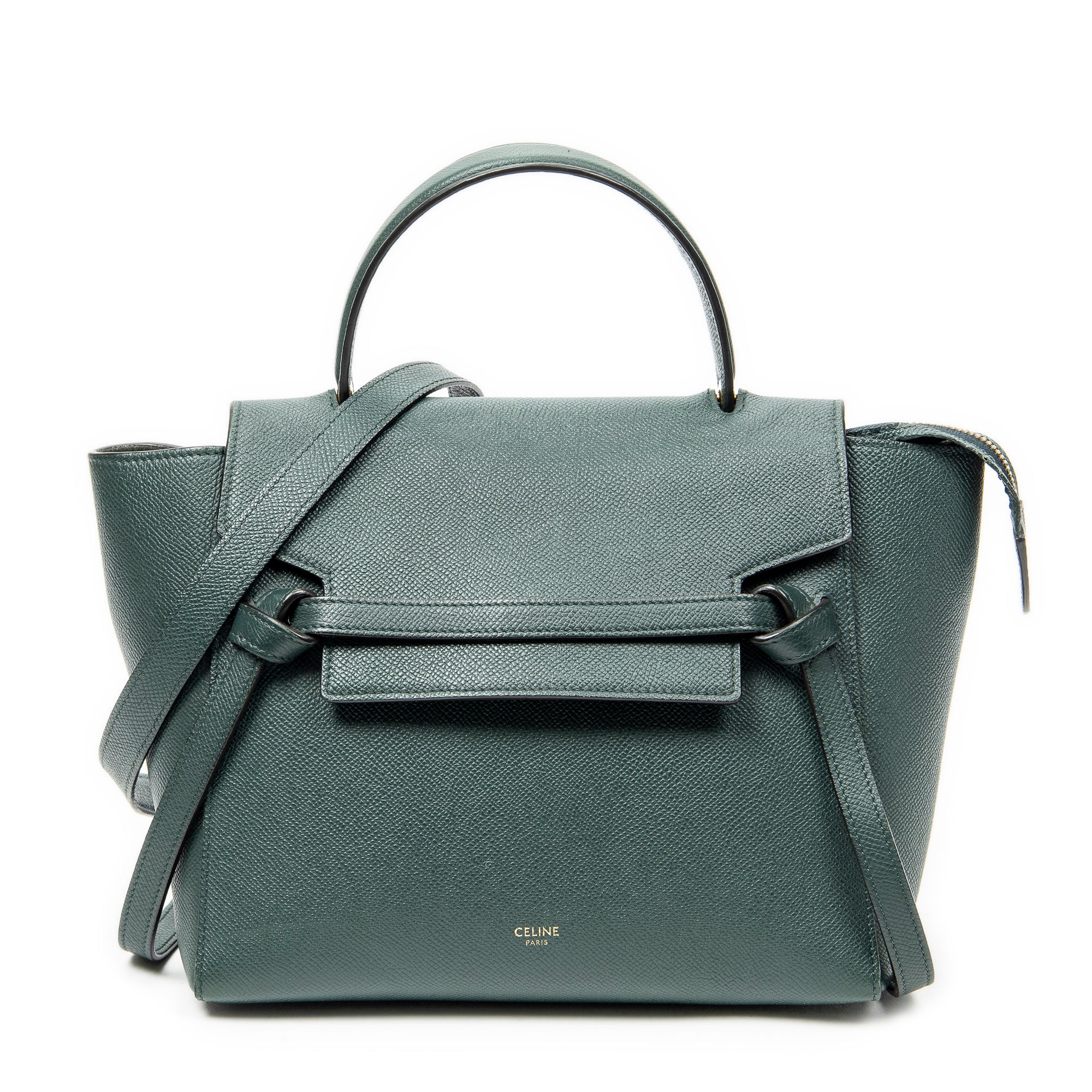 Shoulder Bag Micro Belt Bag Green Grained Calfskin Leather