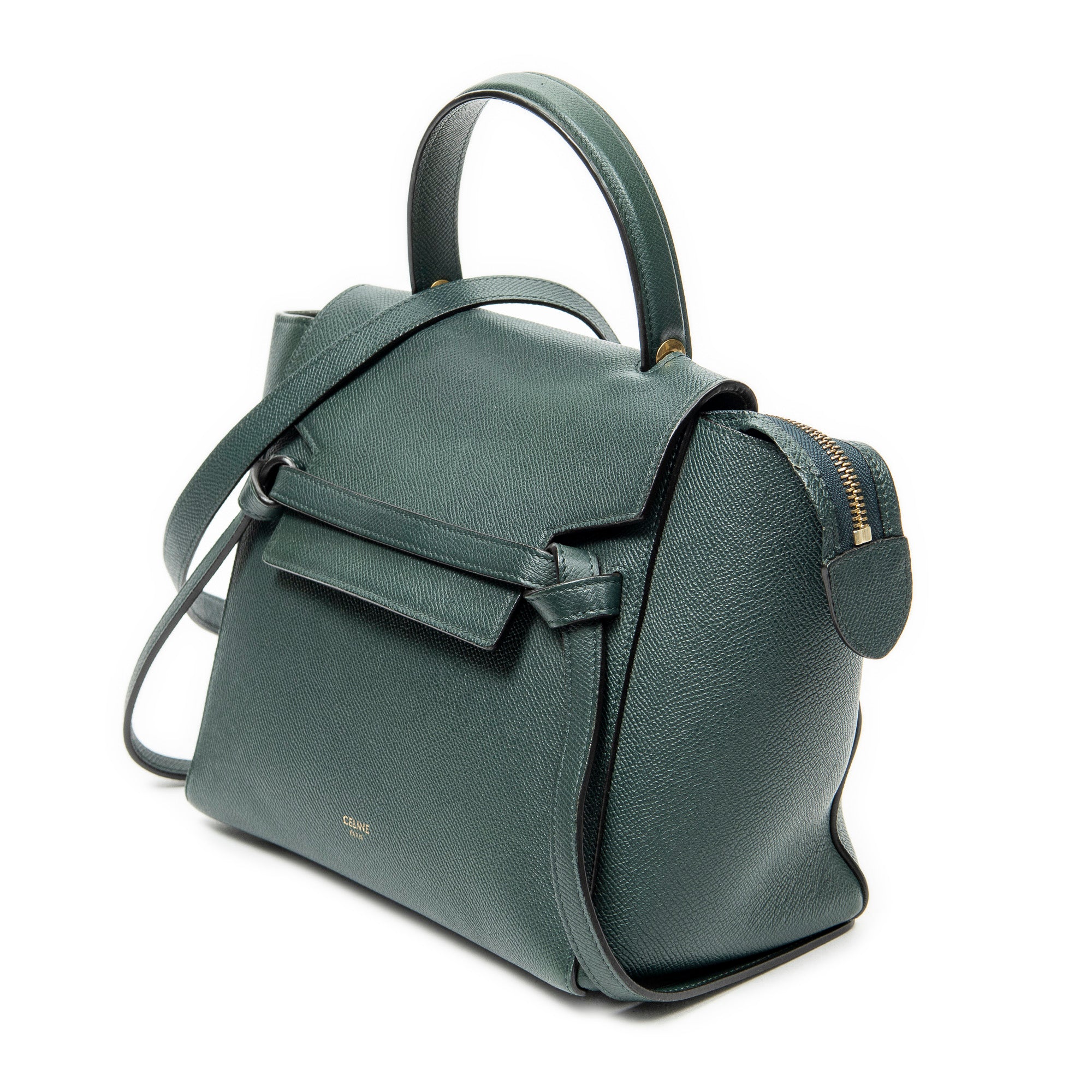 Shoulder Bag Micro Belt Bag Green Grained Calfskin Leather