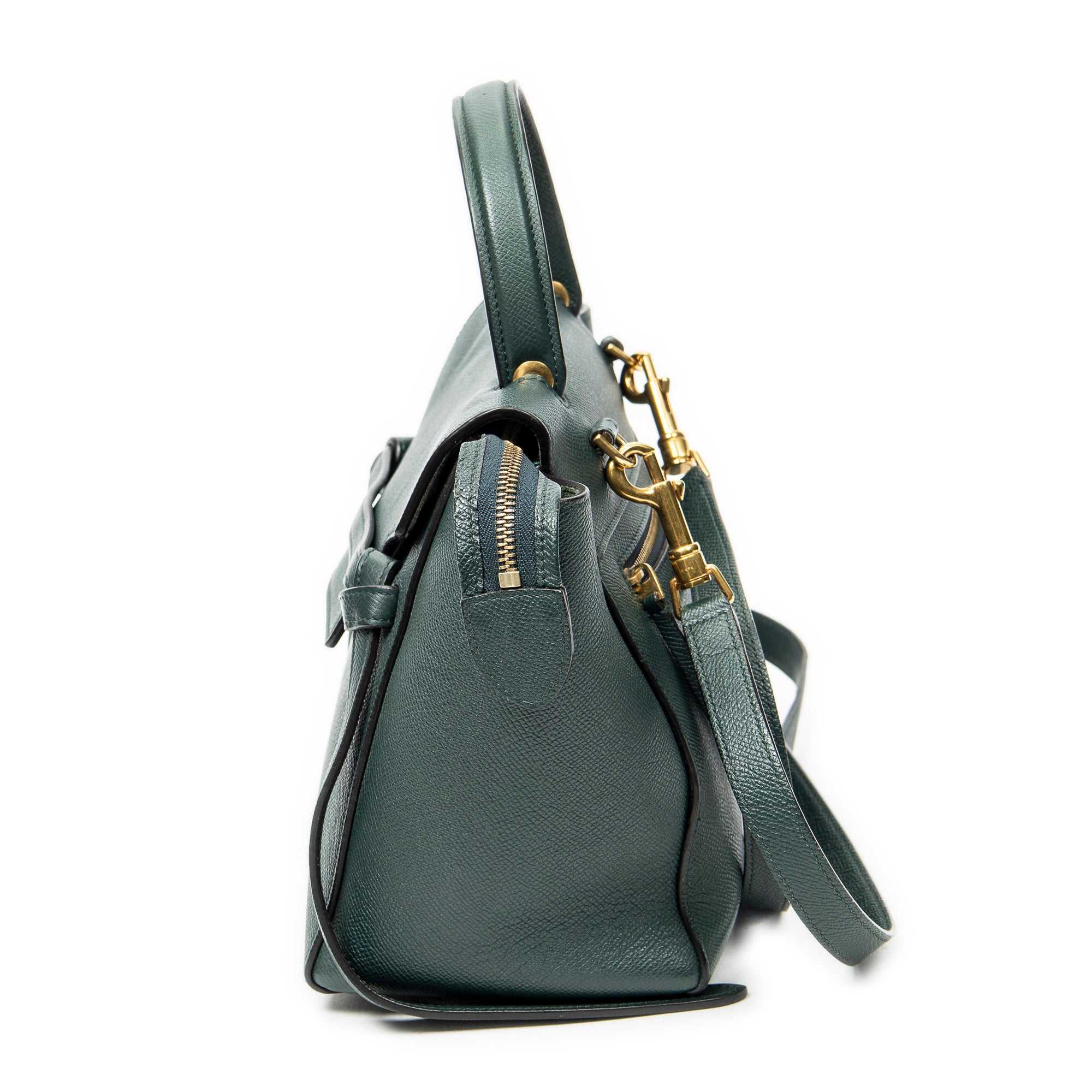 Shoulder Bag Micro Belt Bag Green Grained Calfskin Leather