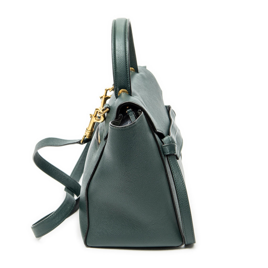 Shoulder Bag Micro Belt Bag Green Grained Calfskin Leather