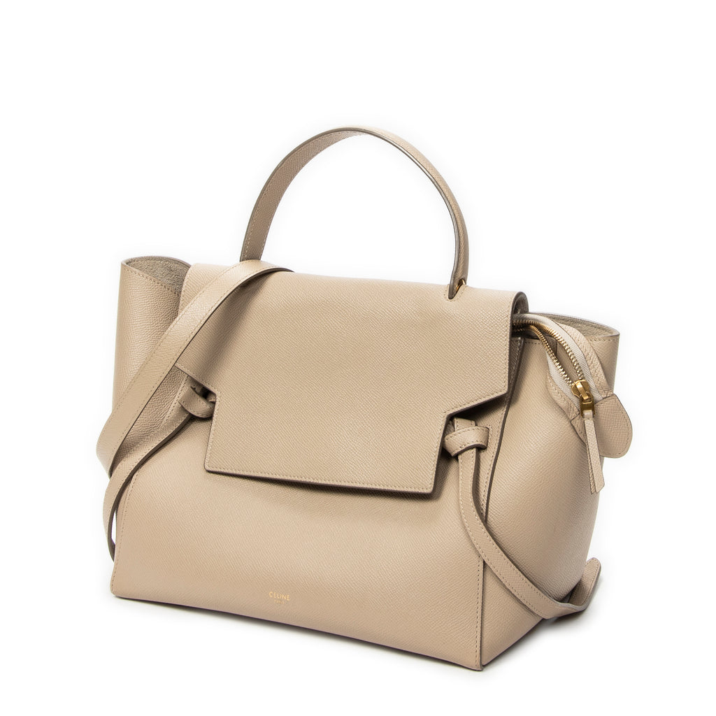 Shoulder Bag Mini Belt Bag Beige Calfskin Leather