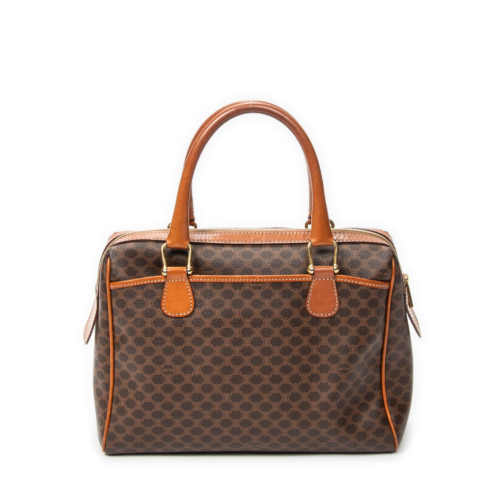 Handbag Vintage Boston Brown Macadam Coated Canvas
