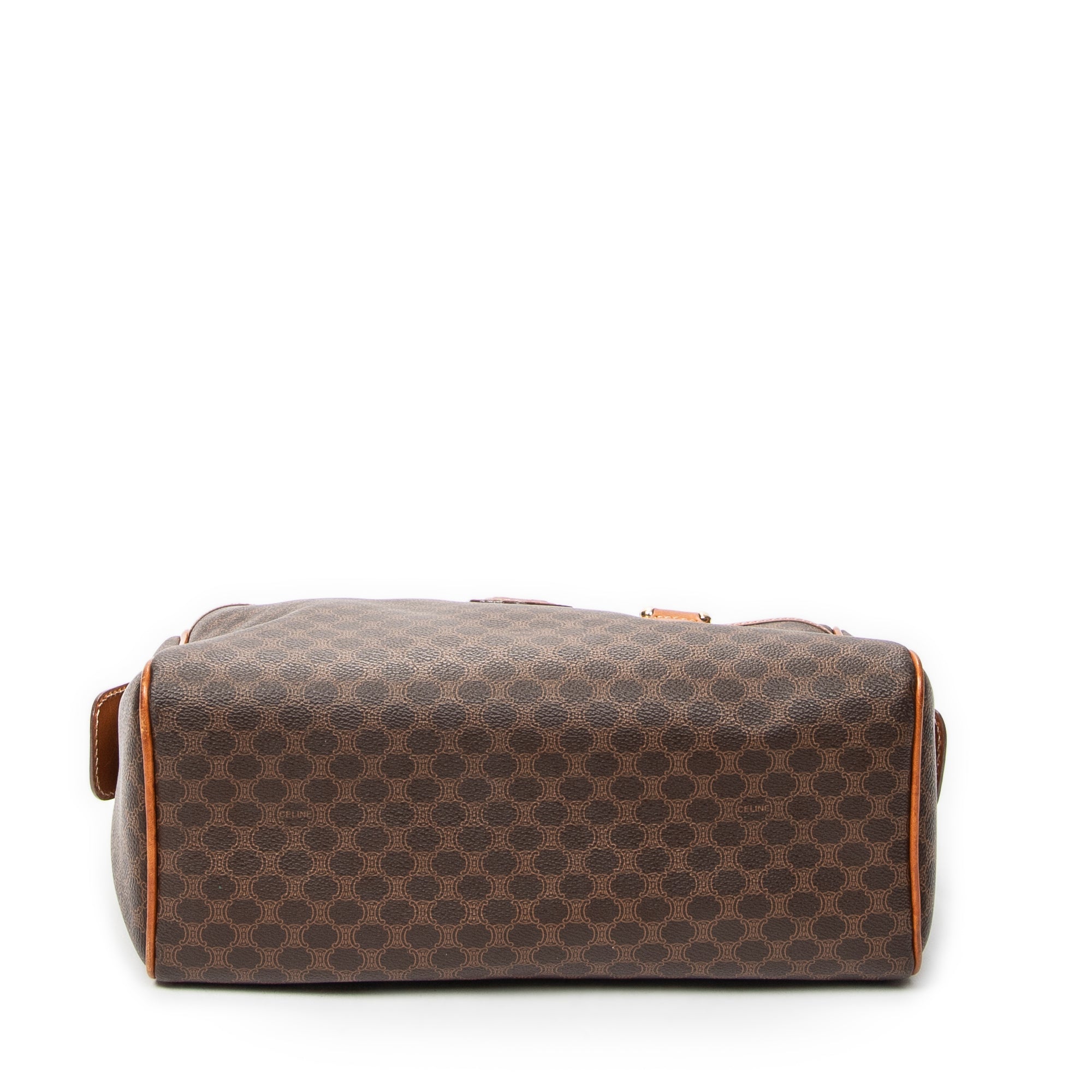 Handbag Vintage Boston Brown Macadam Coated Canvas