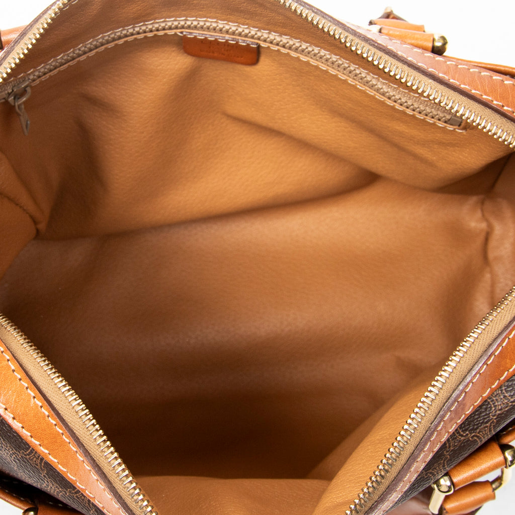Handbag Vintage Boston Brown Macadam Coated Canvas