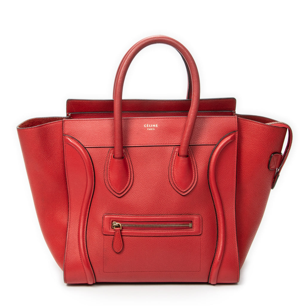 Handbag Mini Luggage Red Calfskin Leather