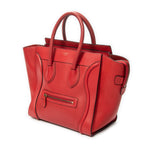 Handbag Mini Luggage Red Calfskin Leather