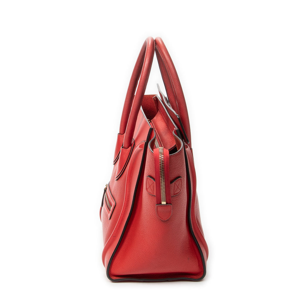 Handbag Mini Luggage Red Calfskin Leather