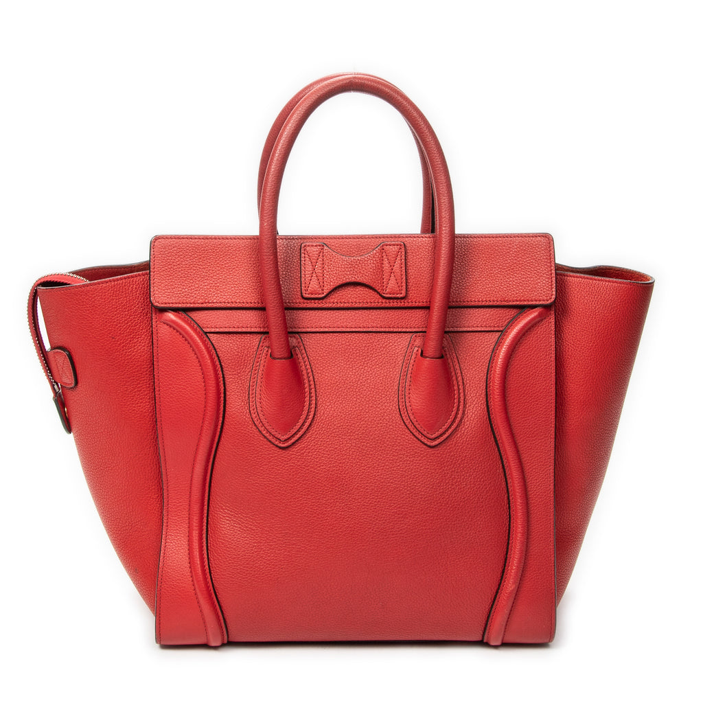 Handbag Mini Luggage Red Calfskin Leather
