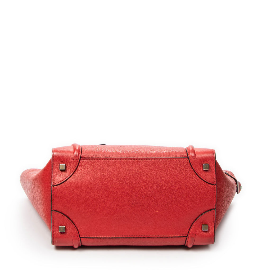 Handbag Mini Luggage Red Calfskin Leather