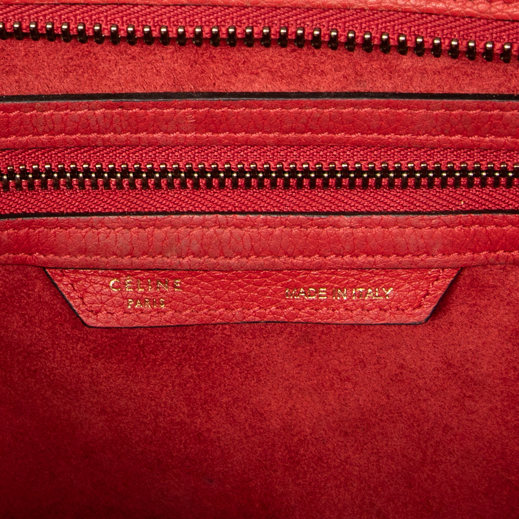Handbag Mini Luggage Red Calfskin Leather