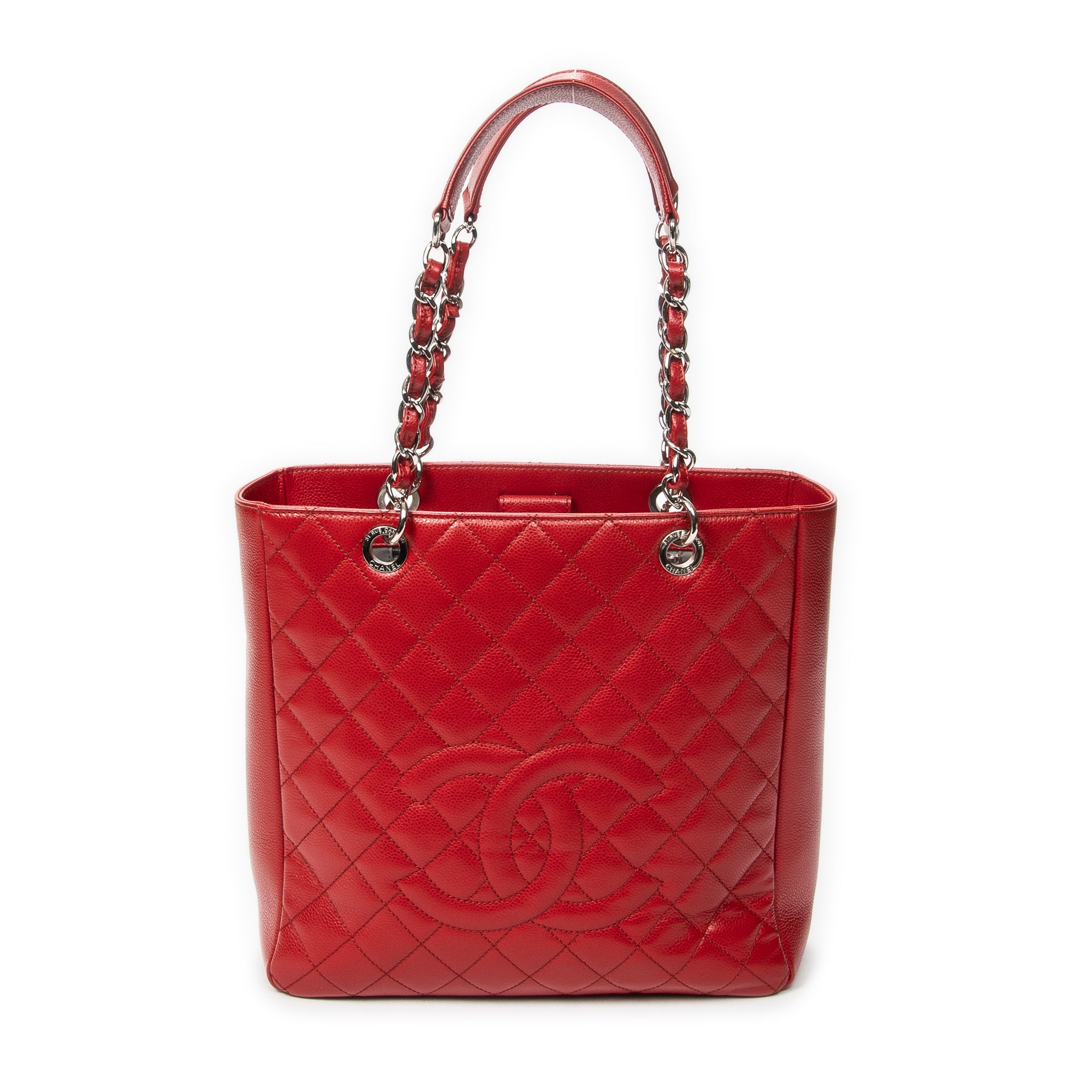 Shoulder Bag Grand Shopping Tote Red Quilted Caviar Leather