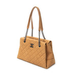Shoulder Bag Lady Pearly Shopping Tote Tan Quilted Matte Caviar Leather