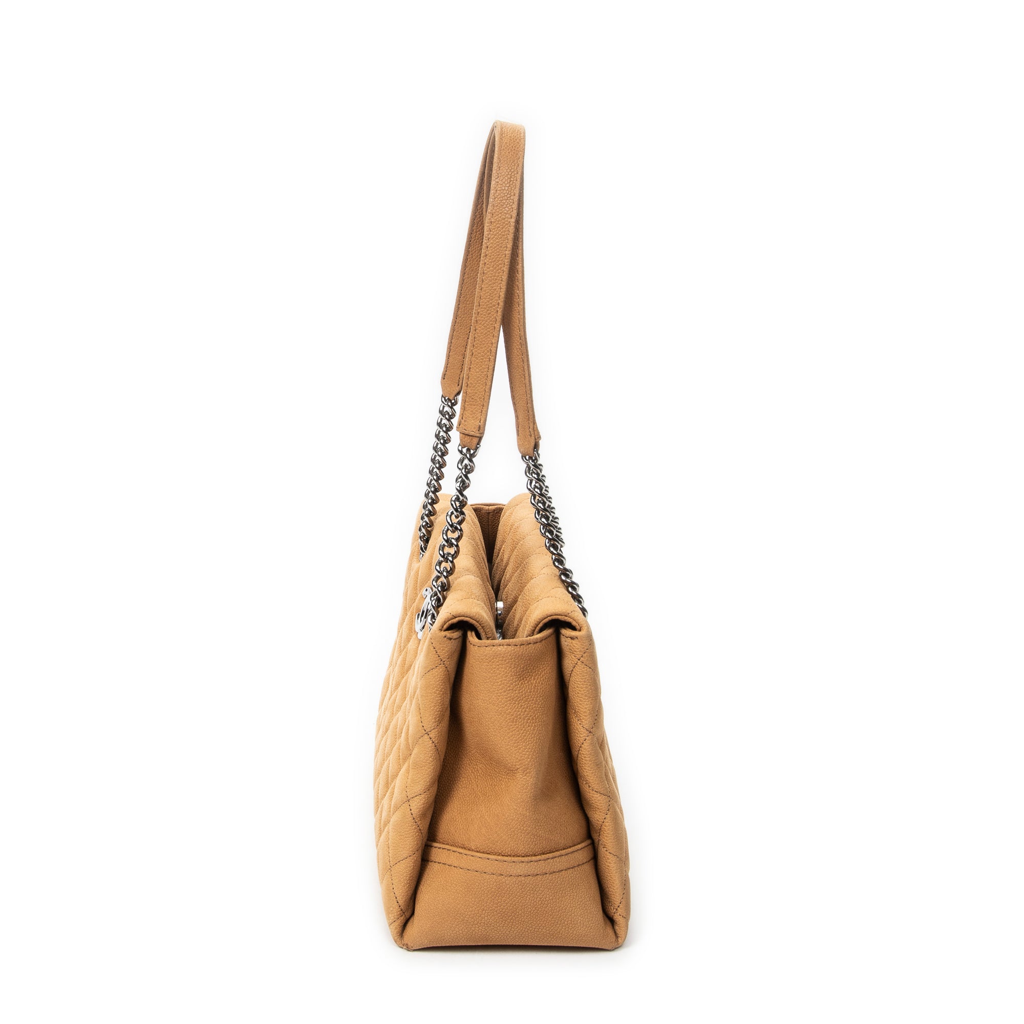 Shoulder Bag Lady Pearly Shopping Tote Tan Quilted Matte Caviar Leather