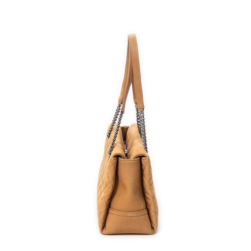 Shoulder Bag Lady Pearly Shopping Tote Tan Quilted Matte Caviar Leather