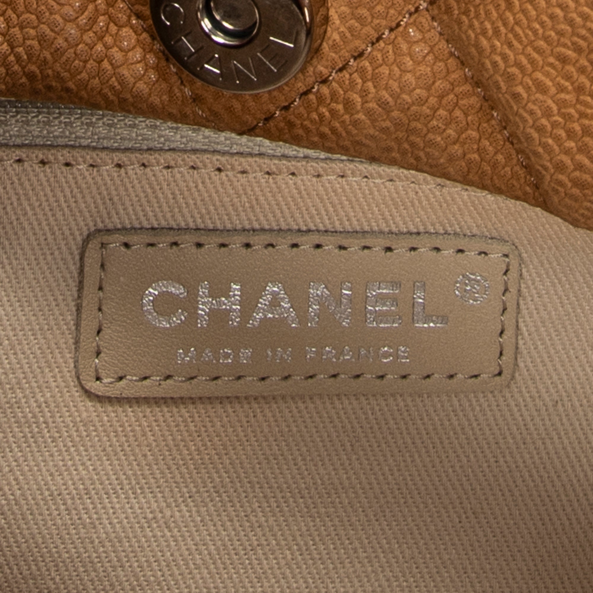 Shoulder Bag Lady Pearly Shopping Tote Tan Quilted Matte Caviar Leather